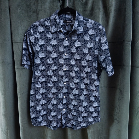 Murano Short Sleeve Print shirt Size M Slim Fit - Picture 1 of 3